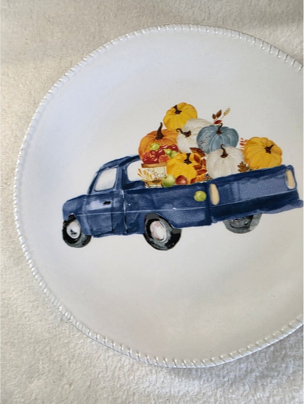 Ashland Fall Salad Plate Blue Pickup Truck Pumpkins Harvest 8.75” - Picture 6 of 6